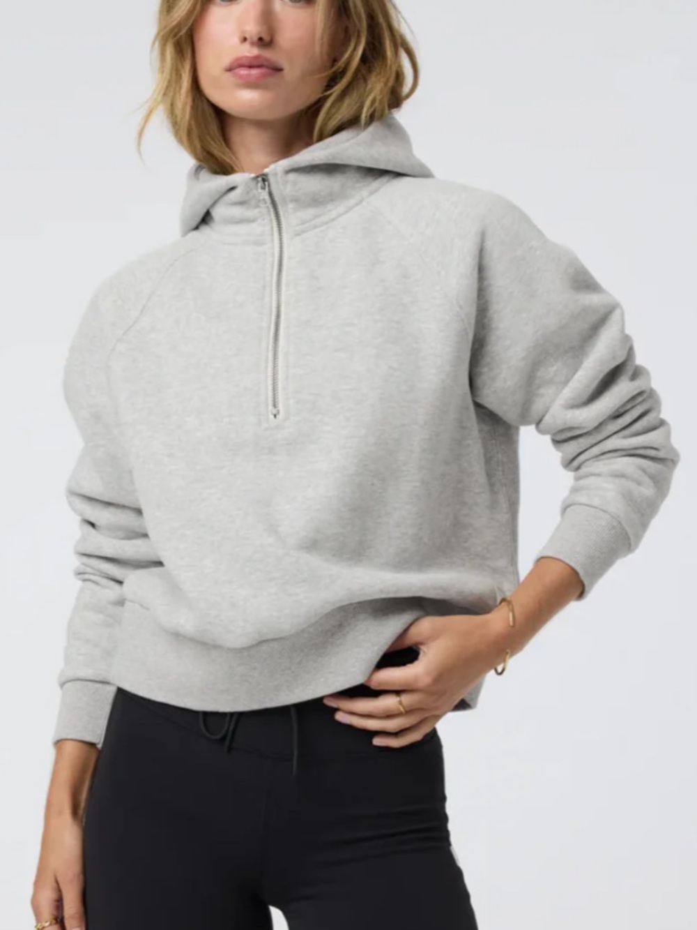 VUORI RESTORE HALF ZIP HOODIE Light Heather Grey Size Large